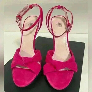 JLO by Jennifer Lopez Suede Fuchsia Pink Open Toe Stilettos - Size 8M